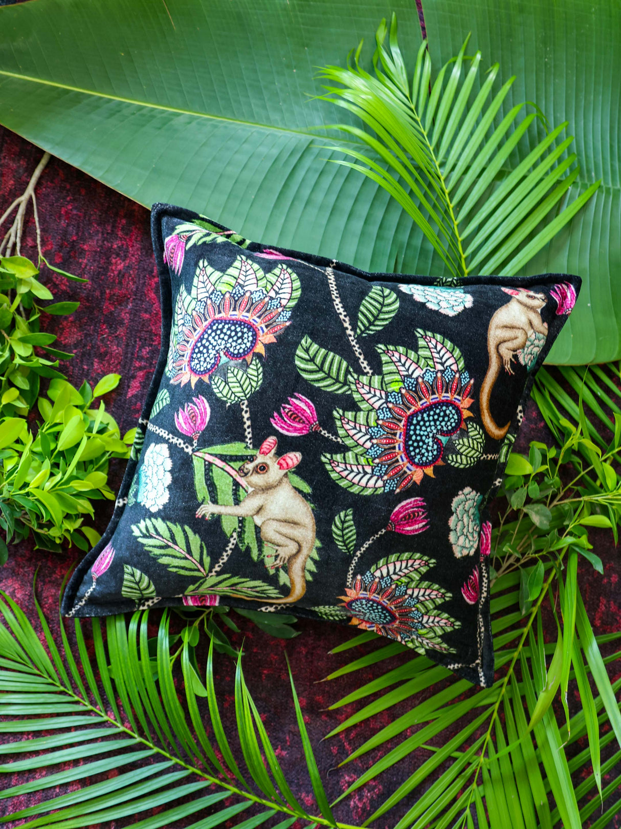 Digital Jungle Printed - Pillow Viscose Velvet With Trim