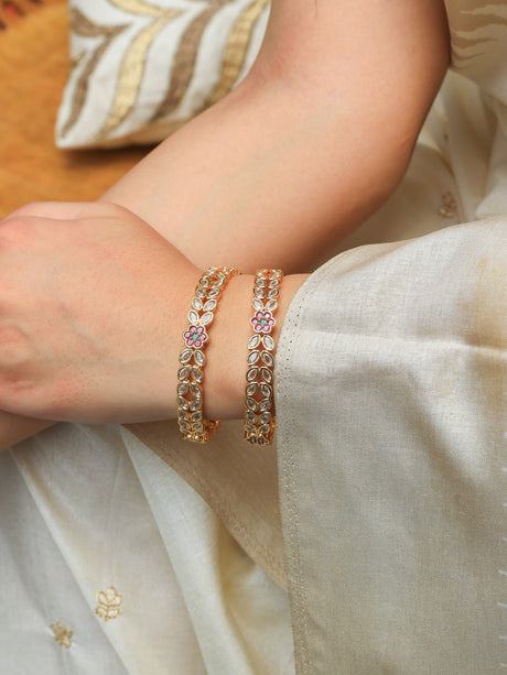 Isha Pachi kundan Bangles