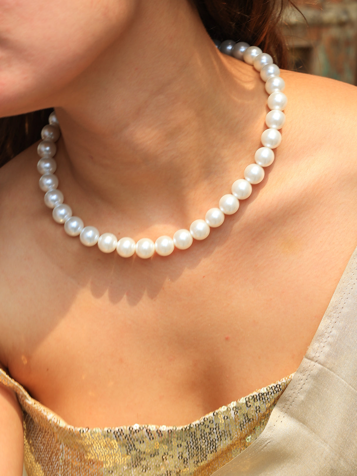 Kesar shell water pearls mala