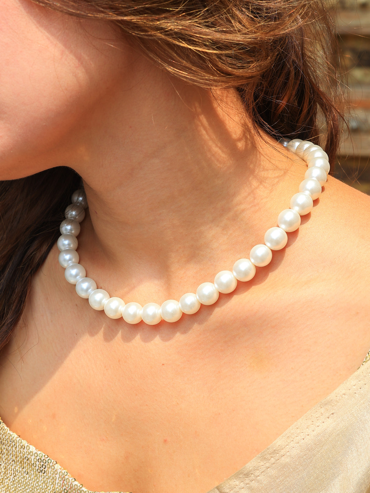Kesar shell water pearls mala