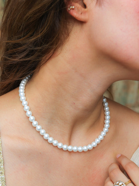 Kesar shell water pearls mala