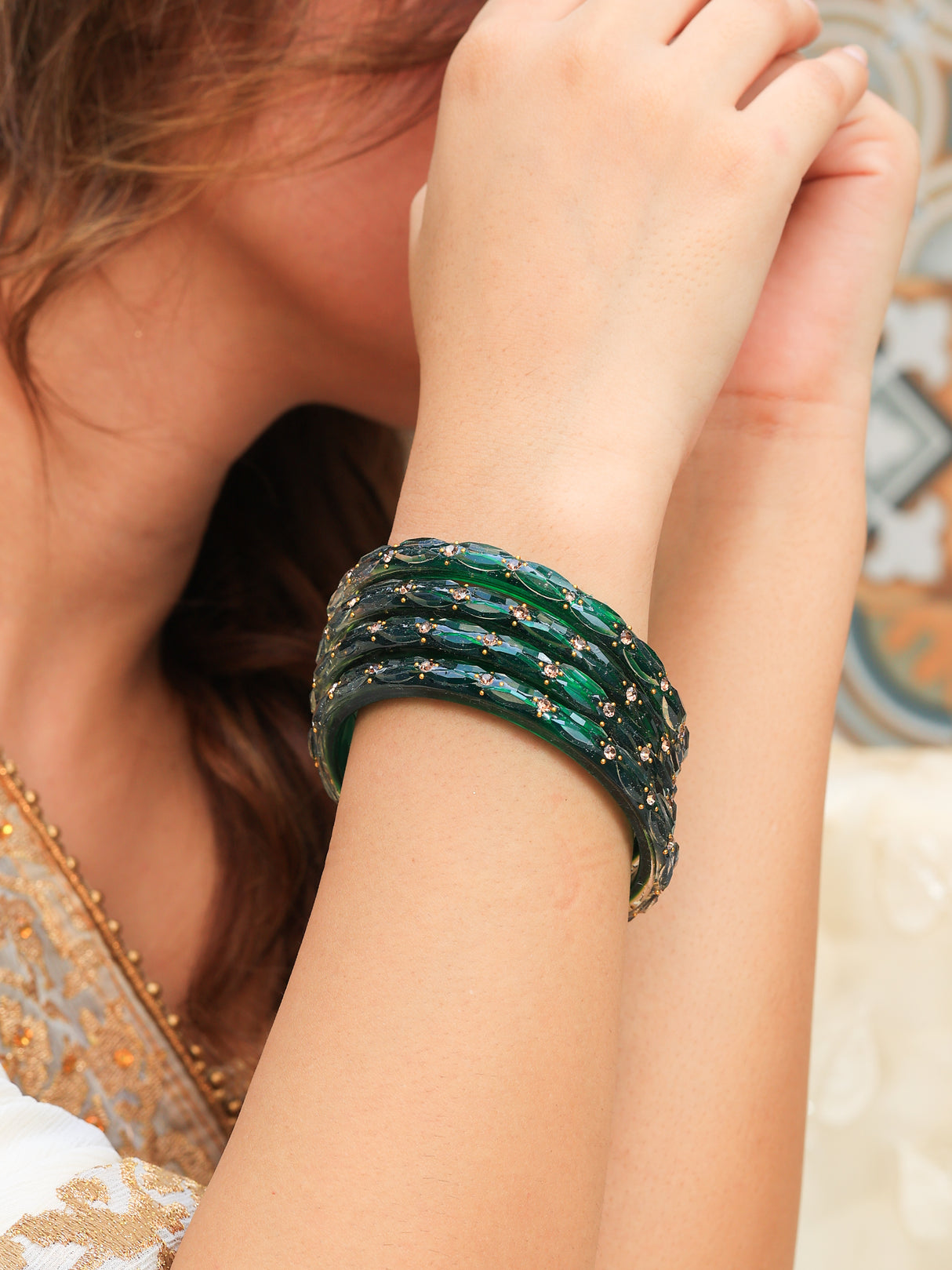 Soni Acrylic With Stone Bangles