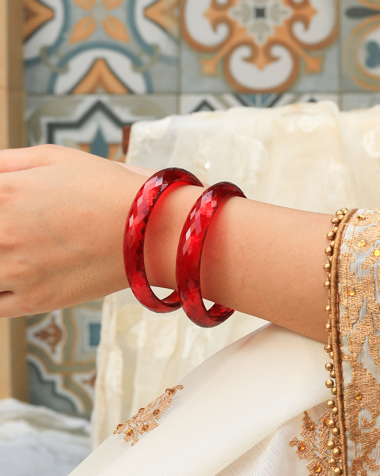Sitara Acrylic With Diamond Cutting Bangles
