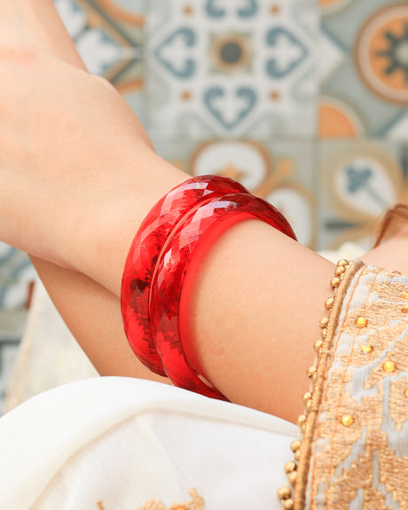 Sitara Acrylic With Diamond Cutting Bangles