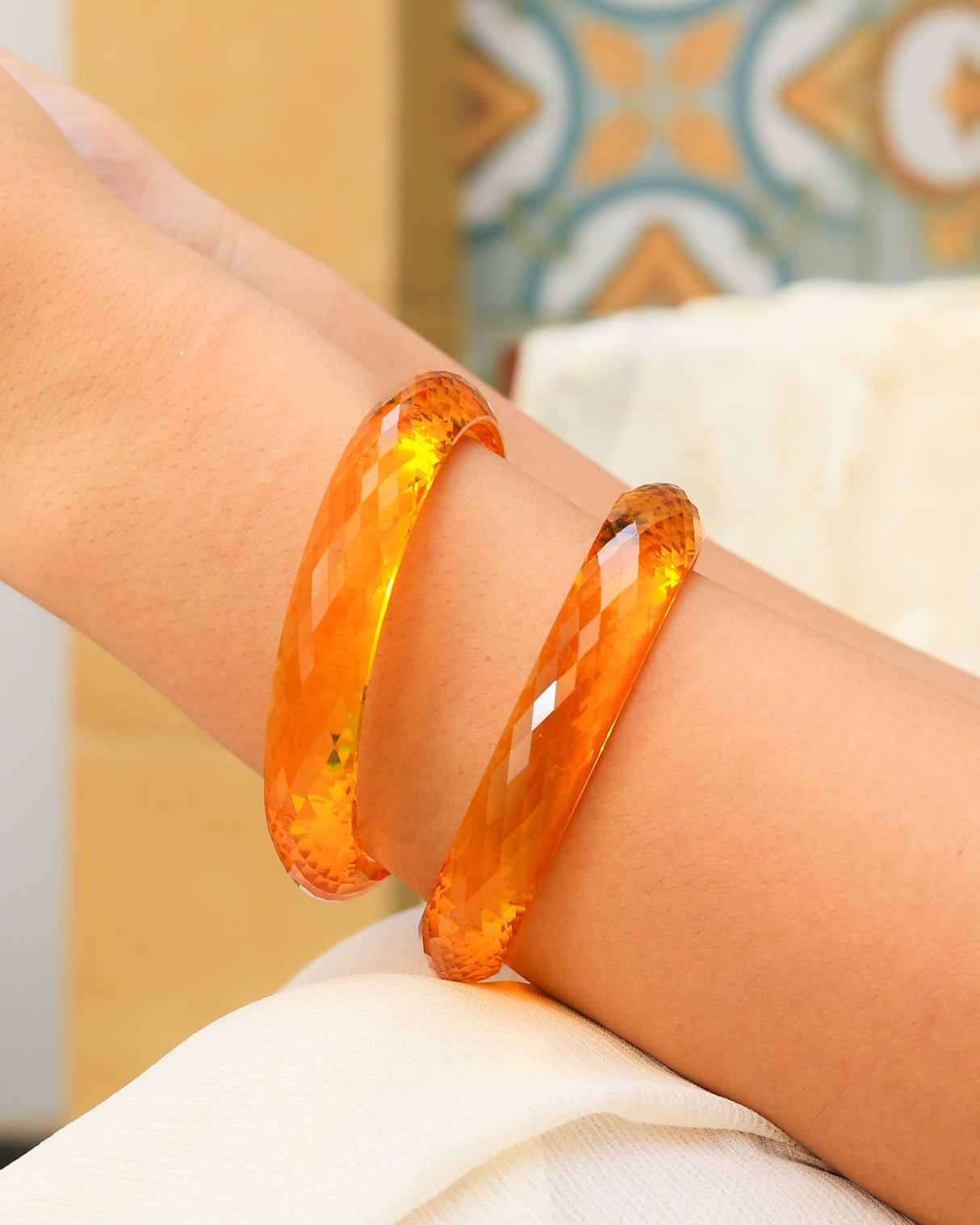 Sitara Acrylic With Diamond Cutting Bangles