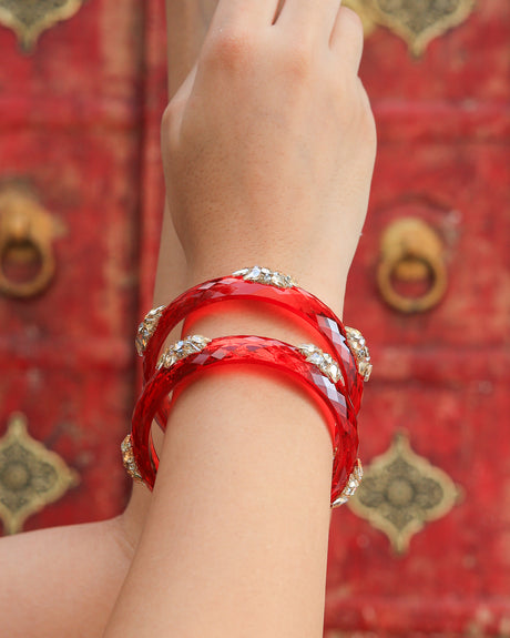 Chhavi Acrylic with Diamond Cutting And Mughal Motif Bangles