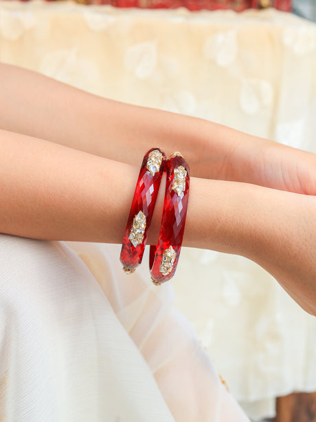 Chhavi Acrylic with Diamond Cutting And Mughal Motif Bangles