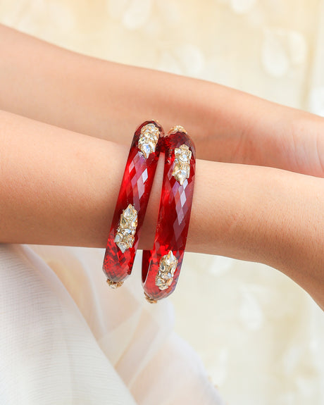 Chhavi Acrylic with Diamond Cutting And Mughal Motif Bangles