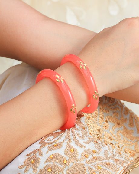 Ranglok Acrylic With Brass leaf Bangles
