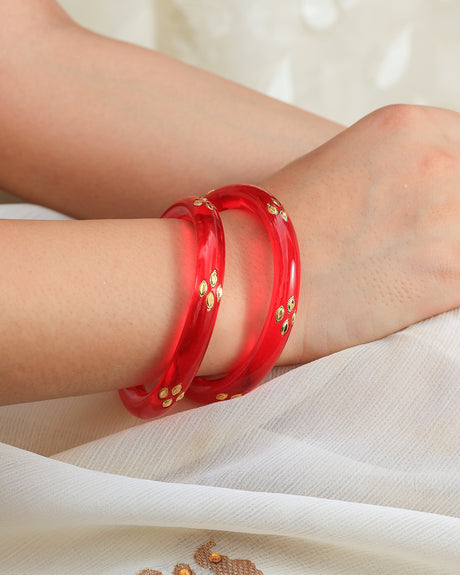 Ranglok Acrylic With Brass leaf Bangles