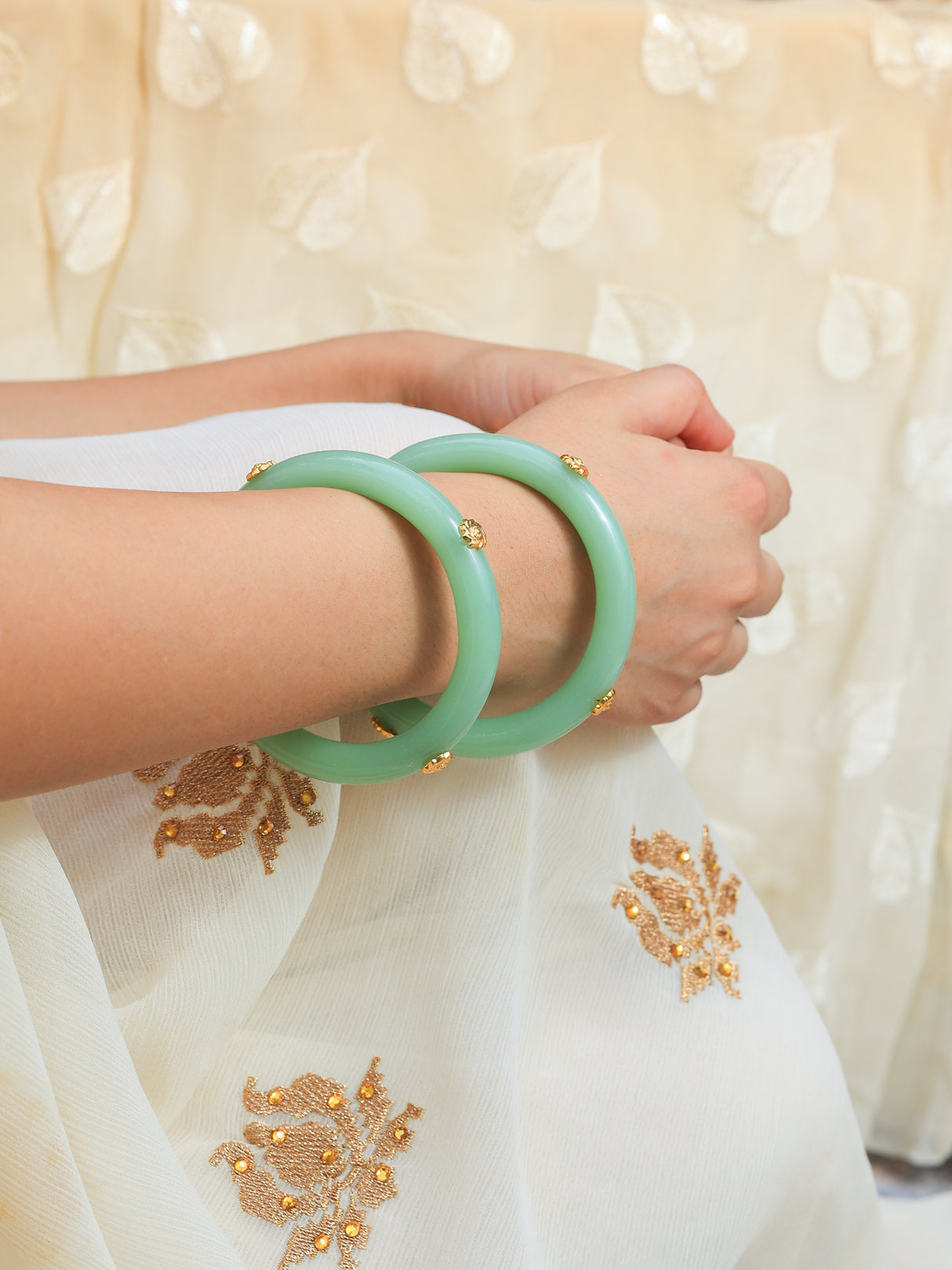 Roshni Acrylic with Brass Plated flower Bangles