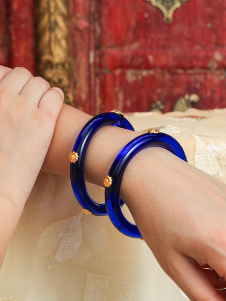 Roshni Acrylic with Brass Plated flower Bangles
