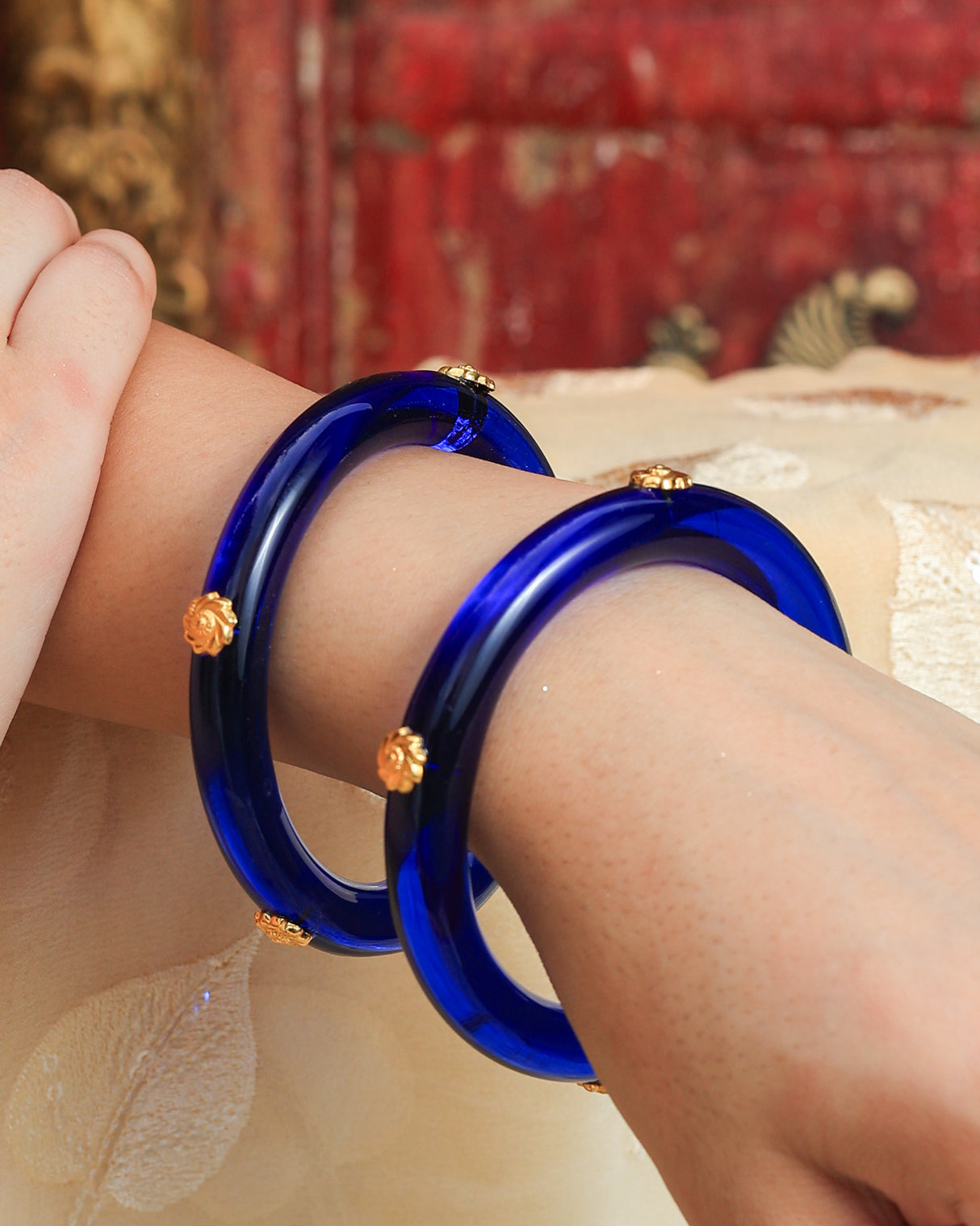 Roshni Acrylic with Brass Plated flower Bangles