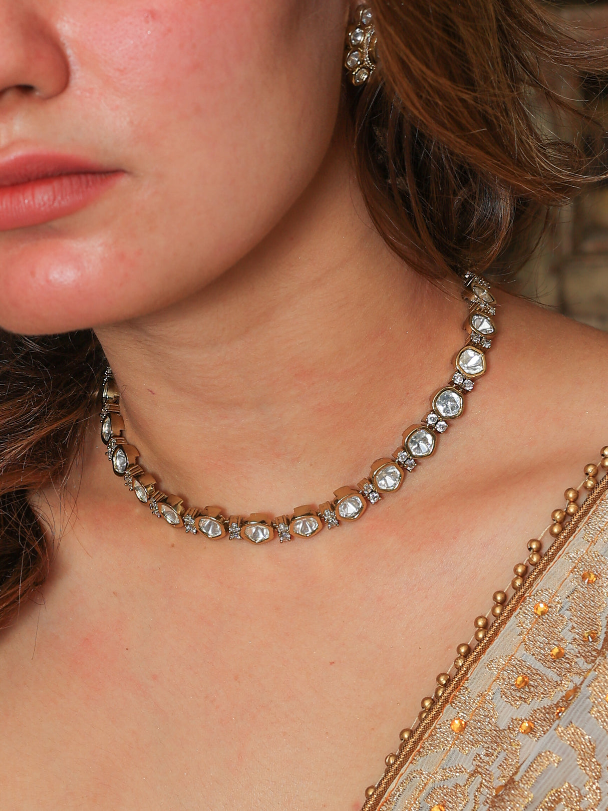 Ratna kundan single string necklace set