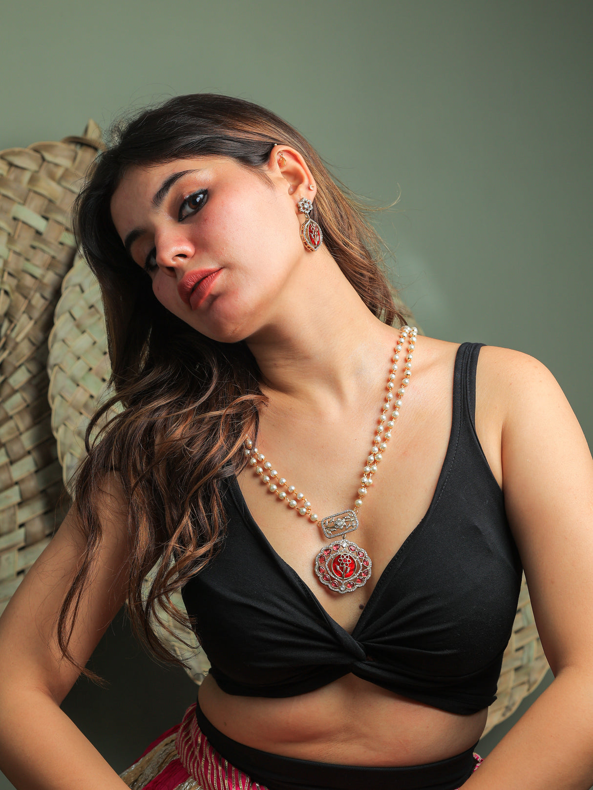 Umaid monalisa stone necklace set