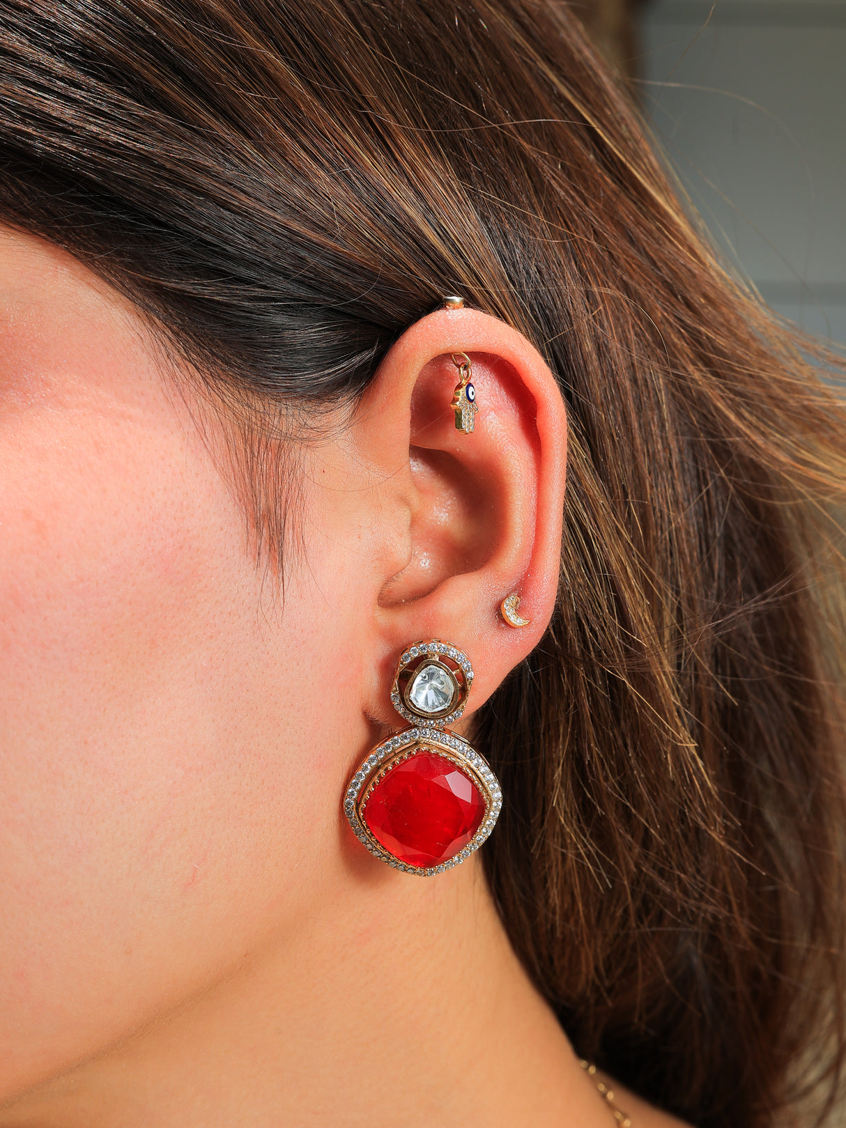 Kalpi Copper brass with stone necklace set