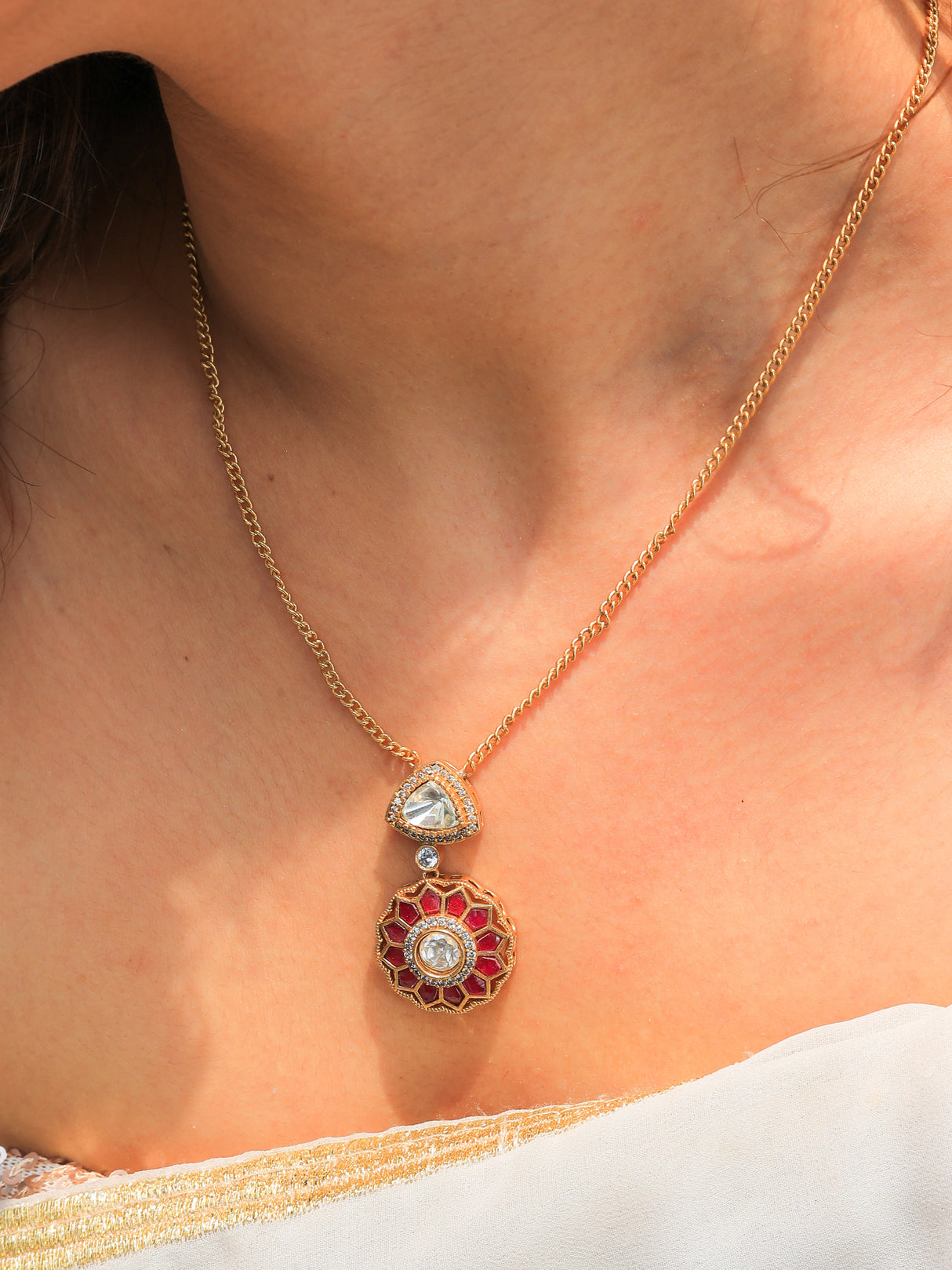 Veda Copper brass with stone necklace set