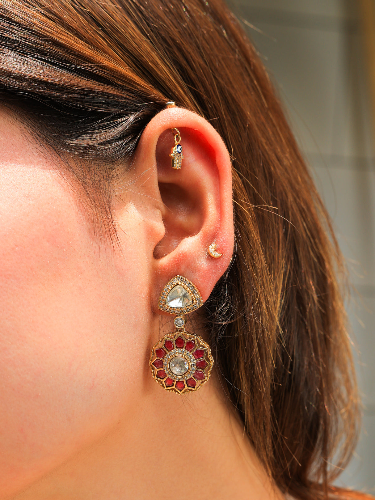 Veda Copper brass with stone necklace set