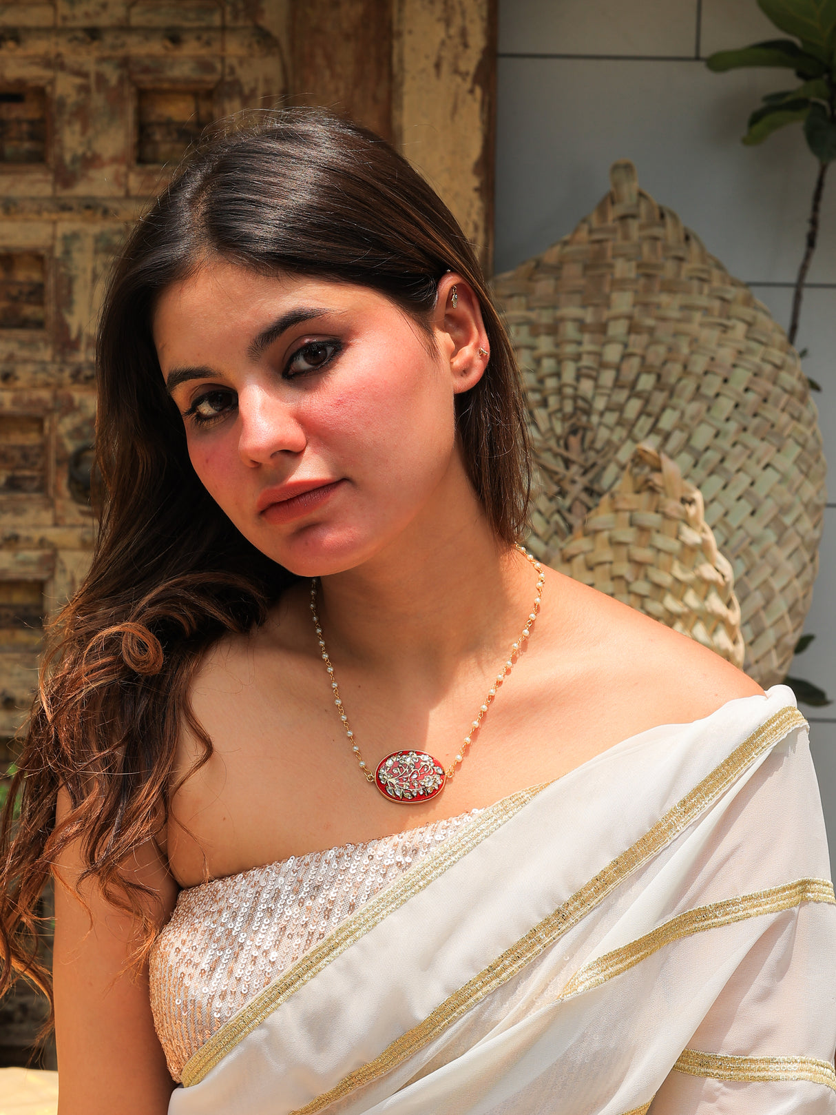 Kamna Enamel pendant necklace