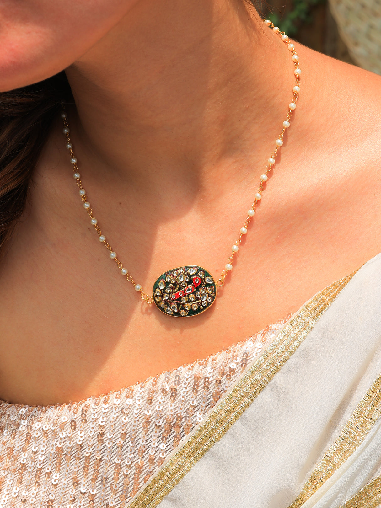 Kamna Enamel pendant necklace