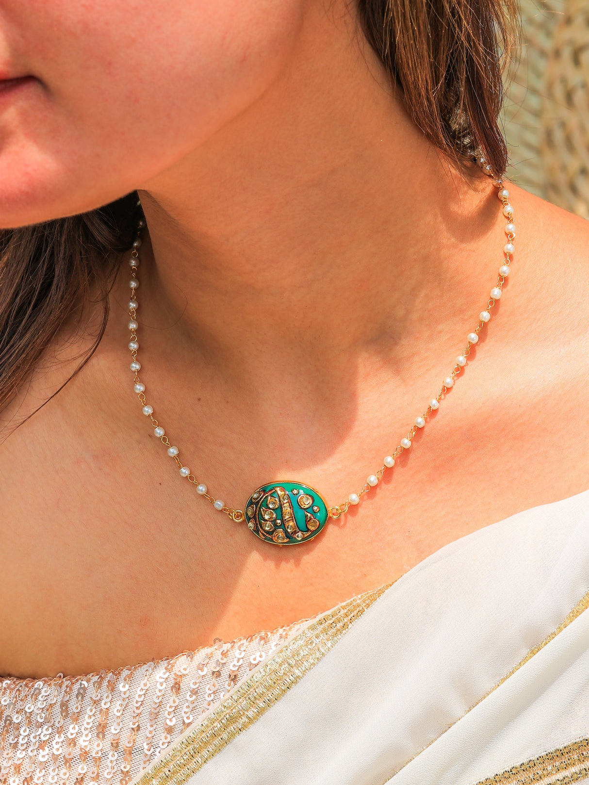 Kamna enamel pendant necklace