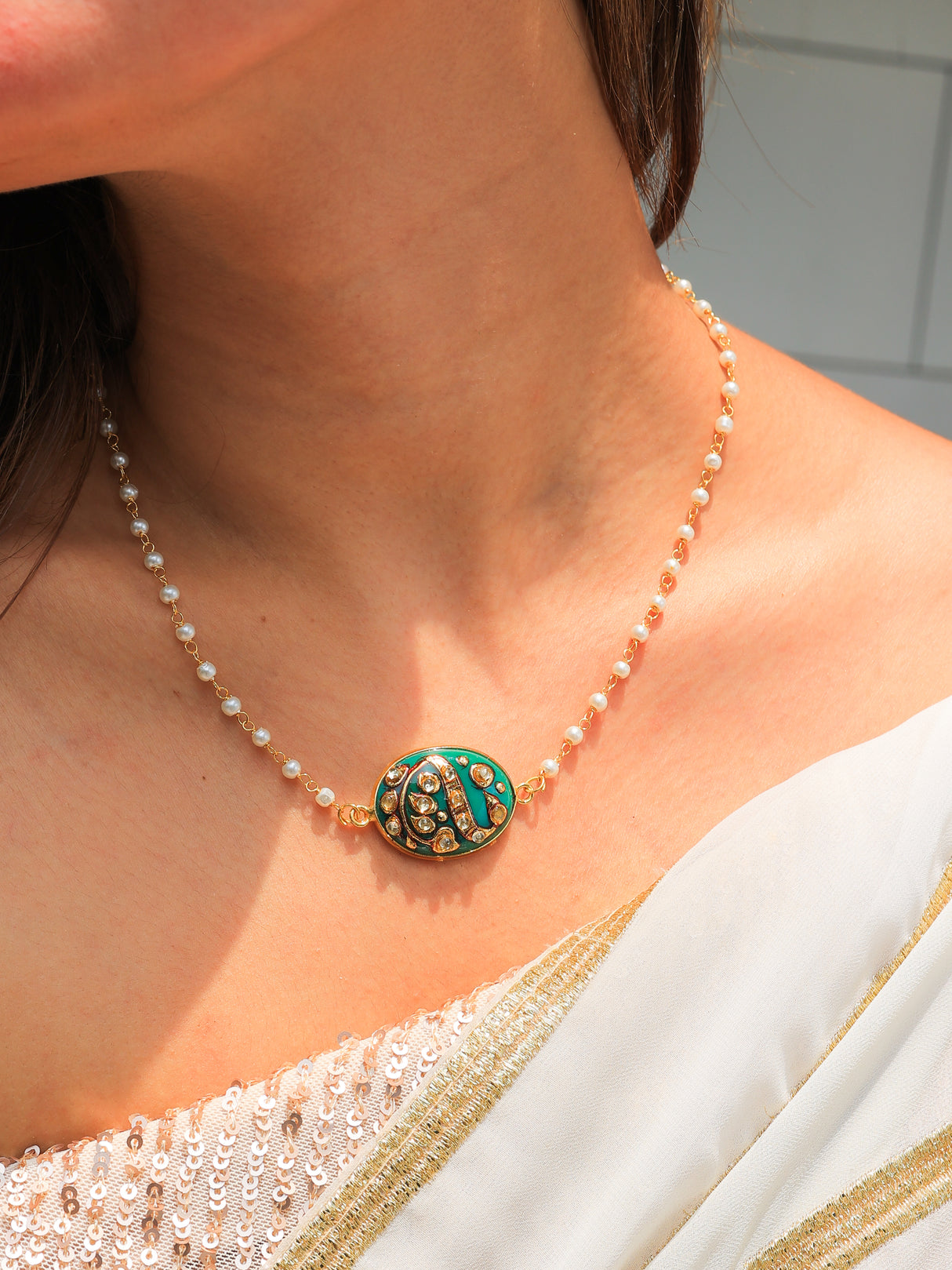 Kamna enamel pendant necklace