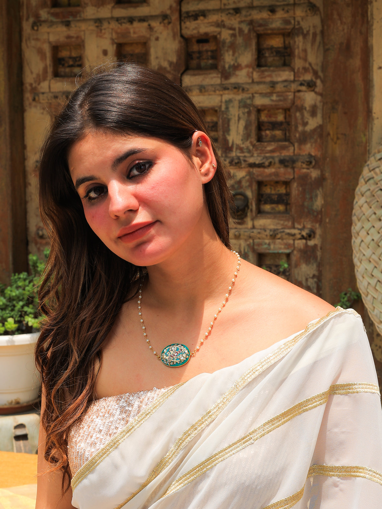 Kamna enamel pendant necklace