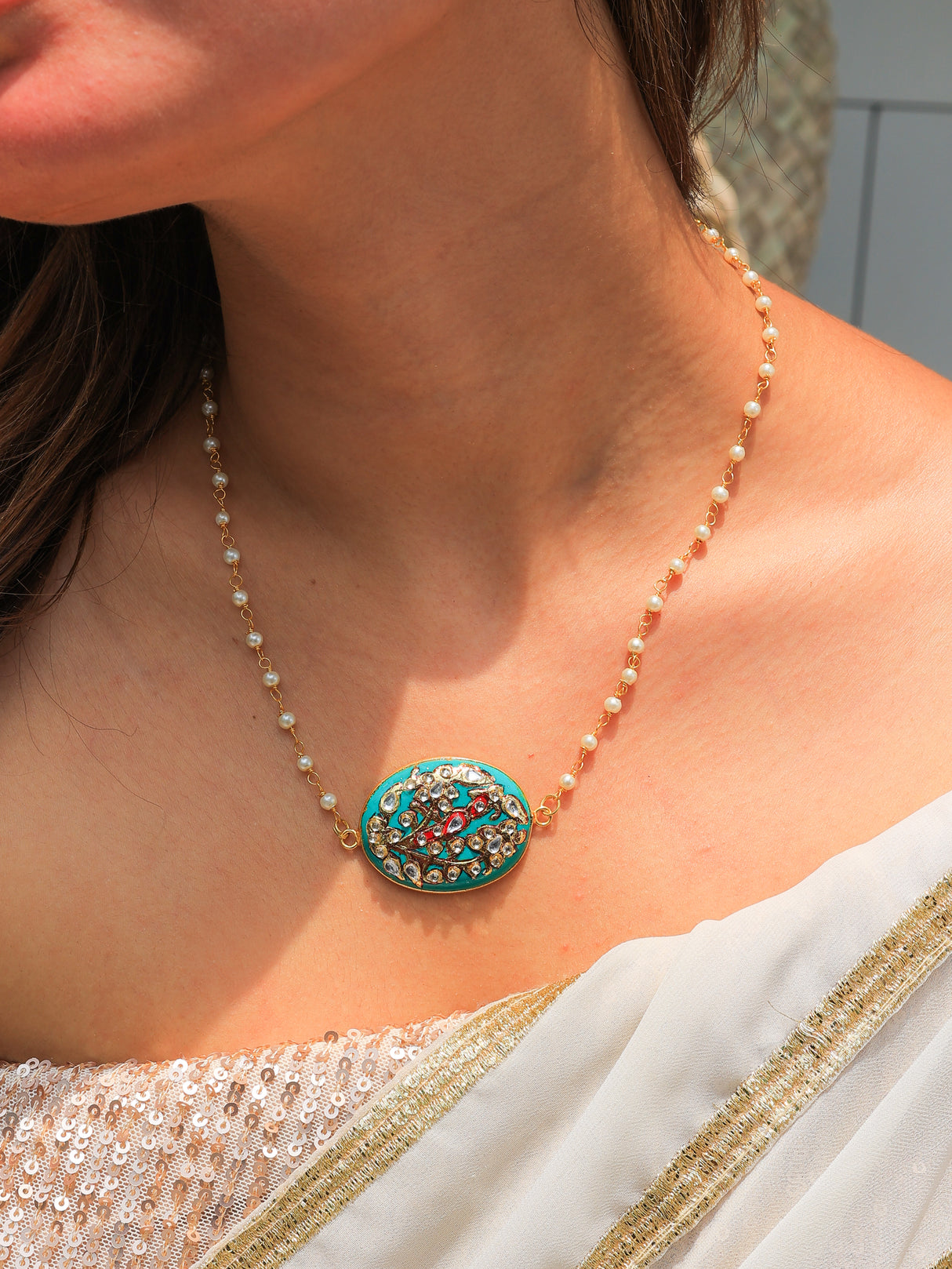 Kamna enamel pendant necklace