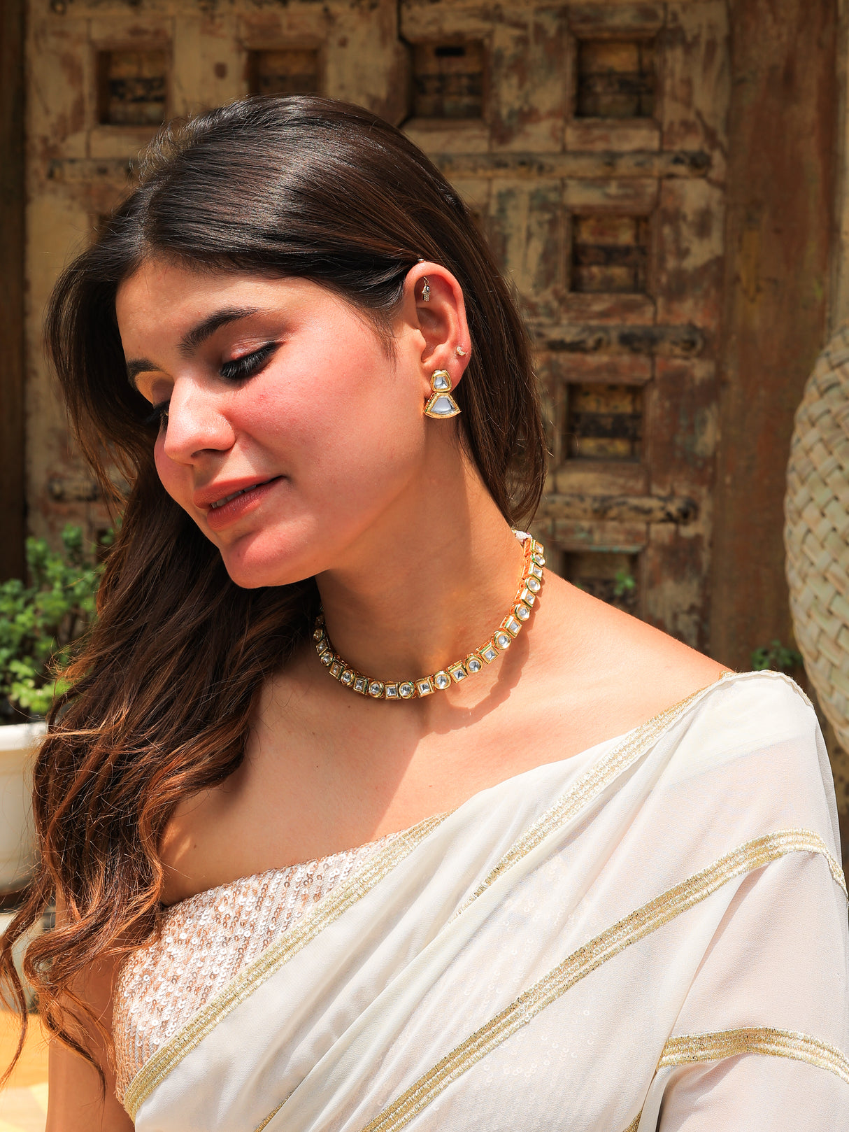 Chahna kundan single string Necklace set