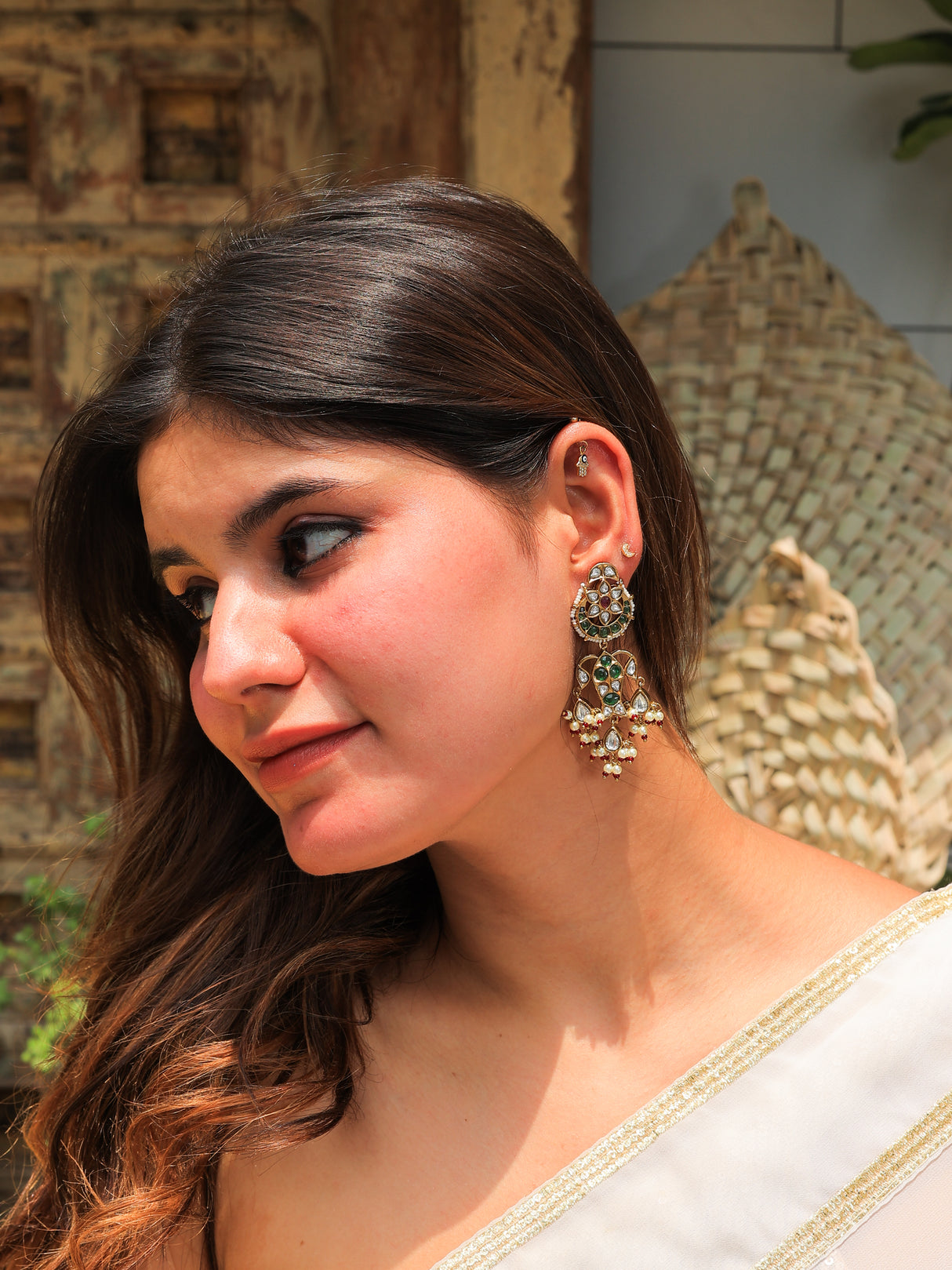 Maharani Pachi kundan Earrings