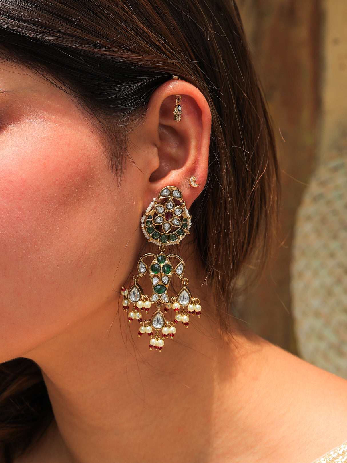 Maharani Pachi kundan Earrings