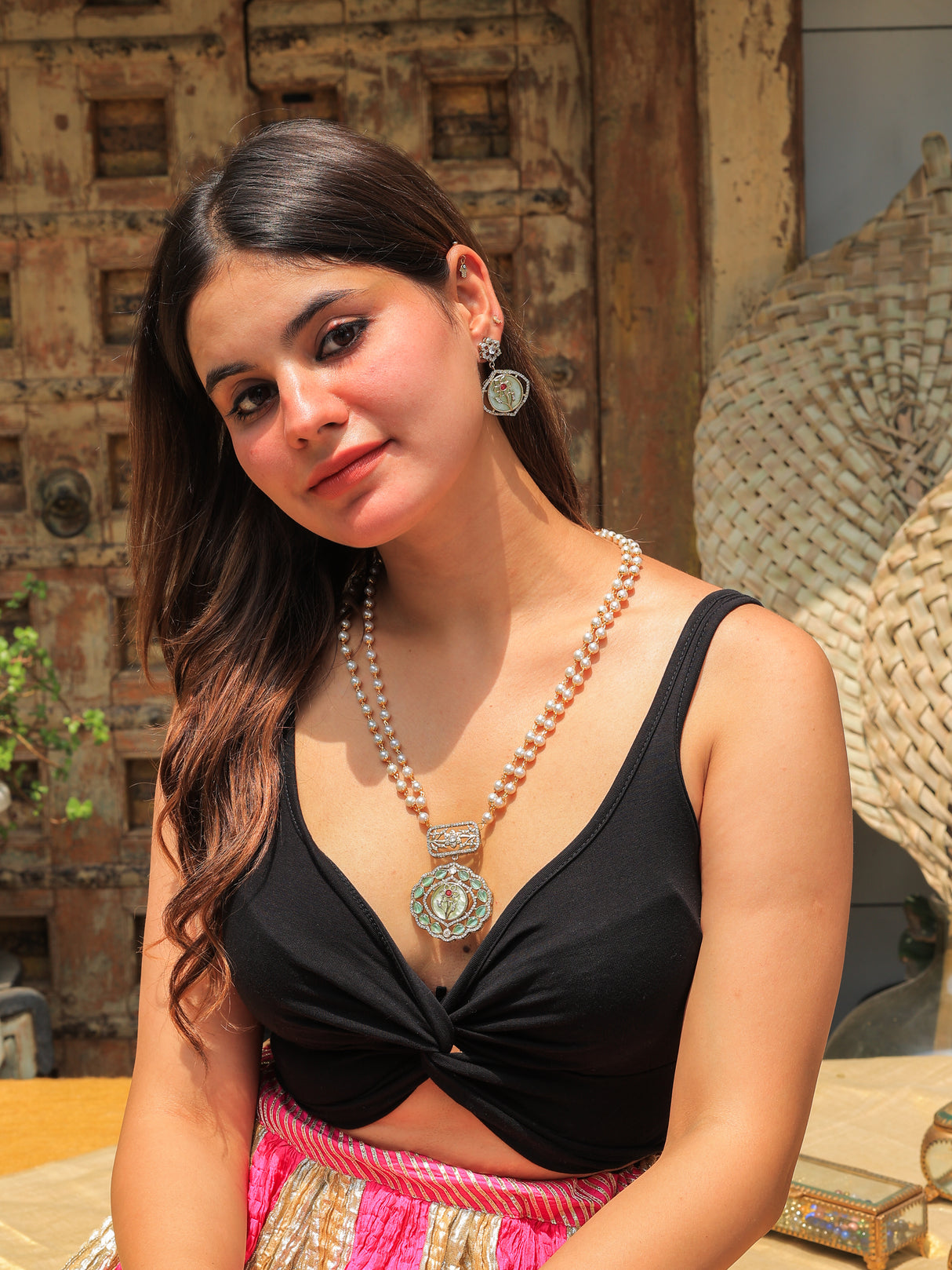 Umaid monalisa stone necklace set