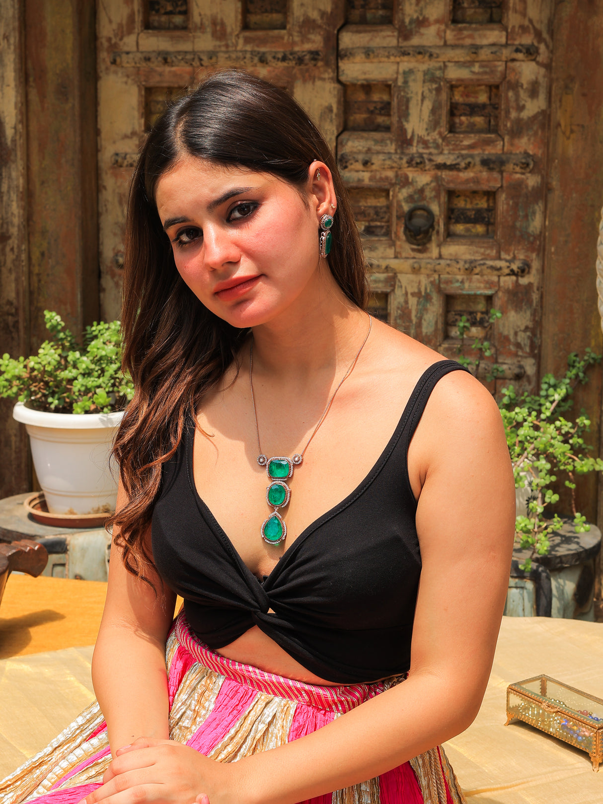 Shreya Artificial stone necklace set