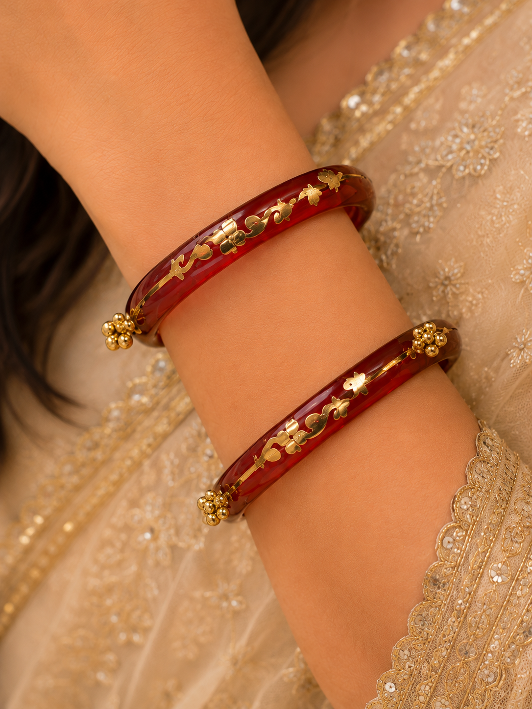 Arnika Red Bloom Designer Bangles