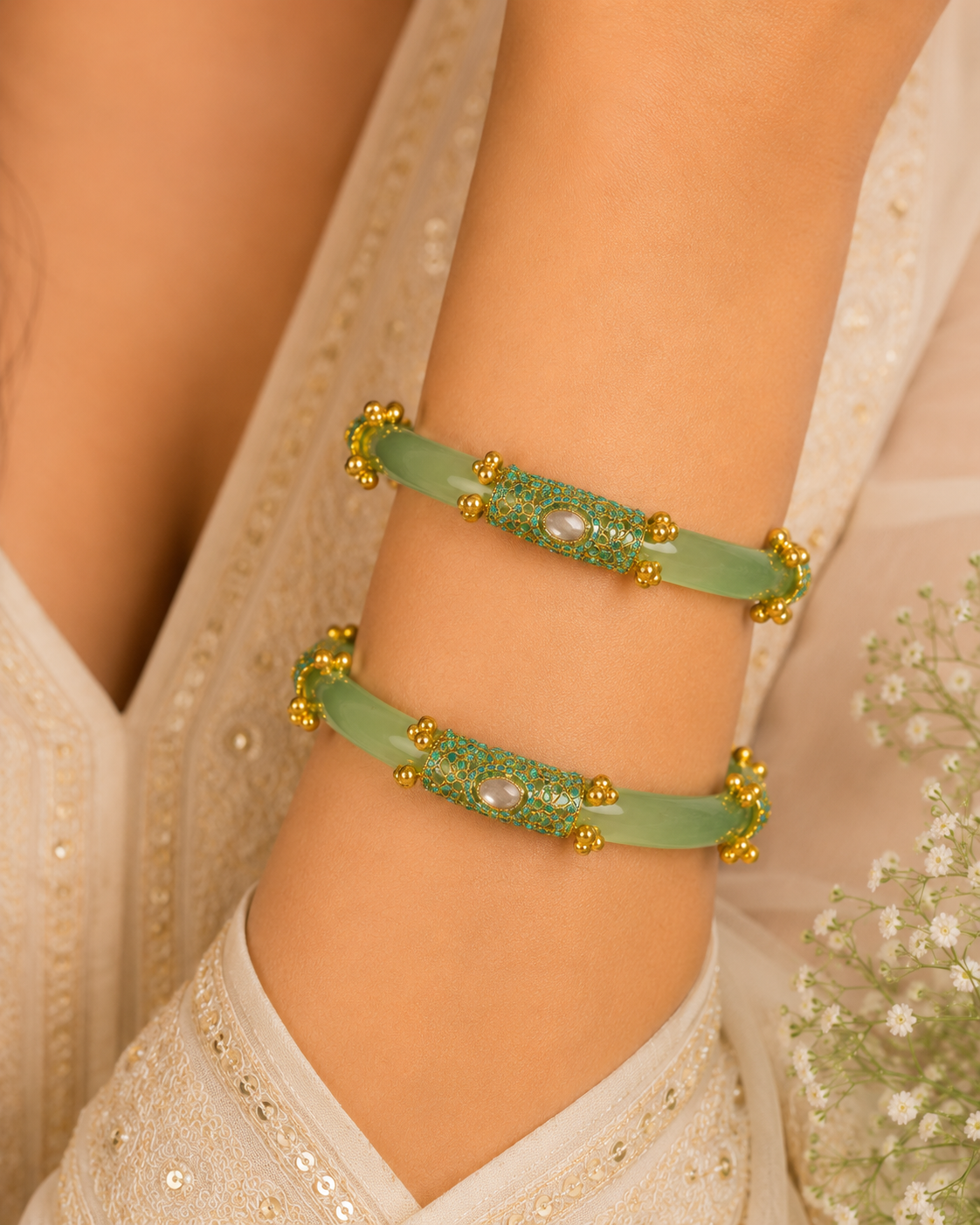 Jhankaar Regal Elegance Kundan Bangles (Set of 2 pcs)