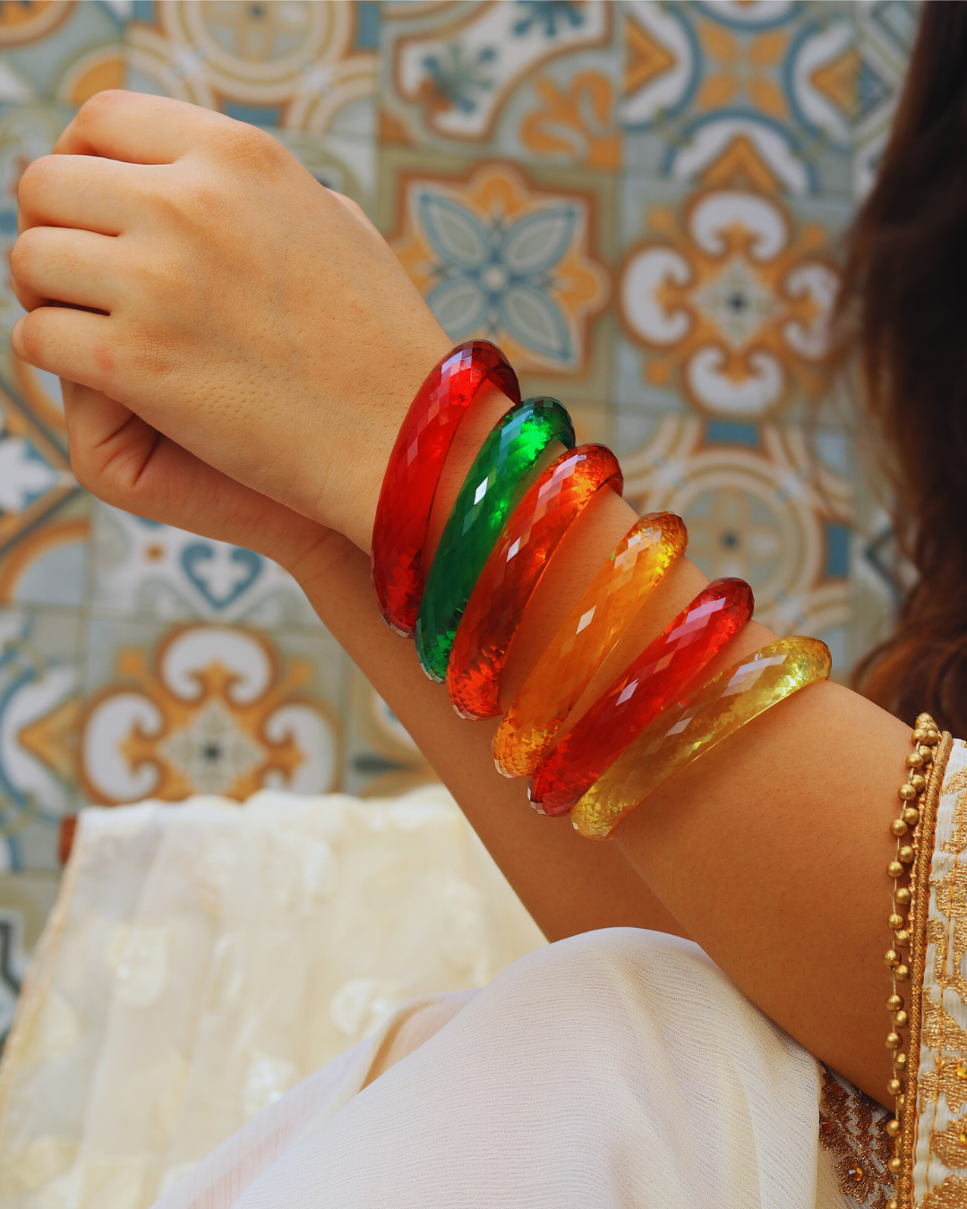 Sitara Acrylic With Diamond Cutting Bangles