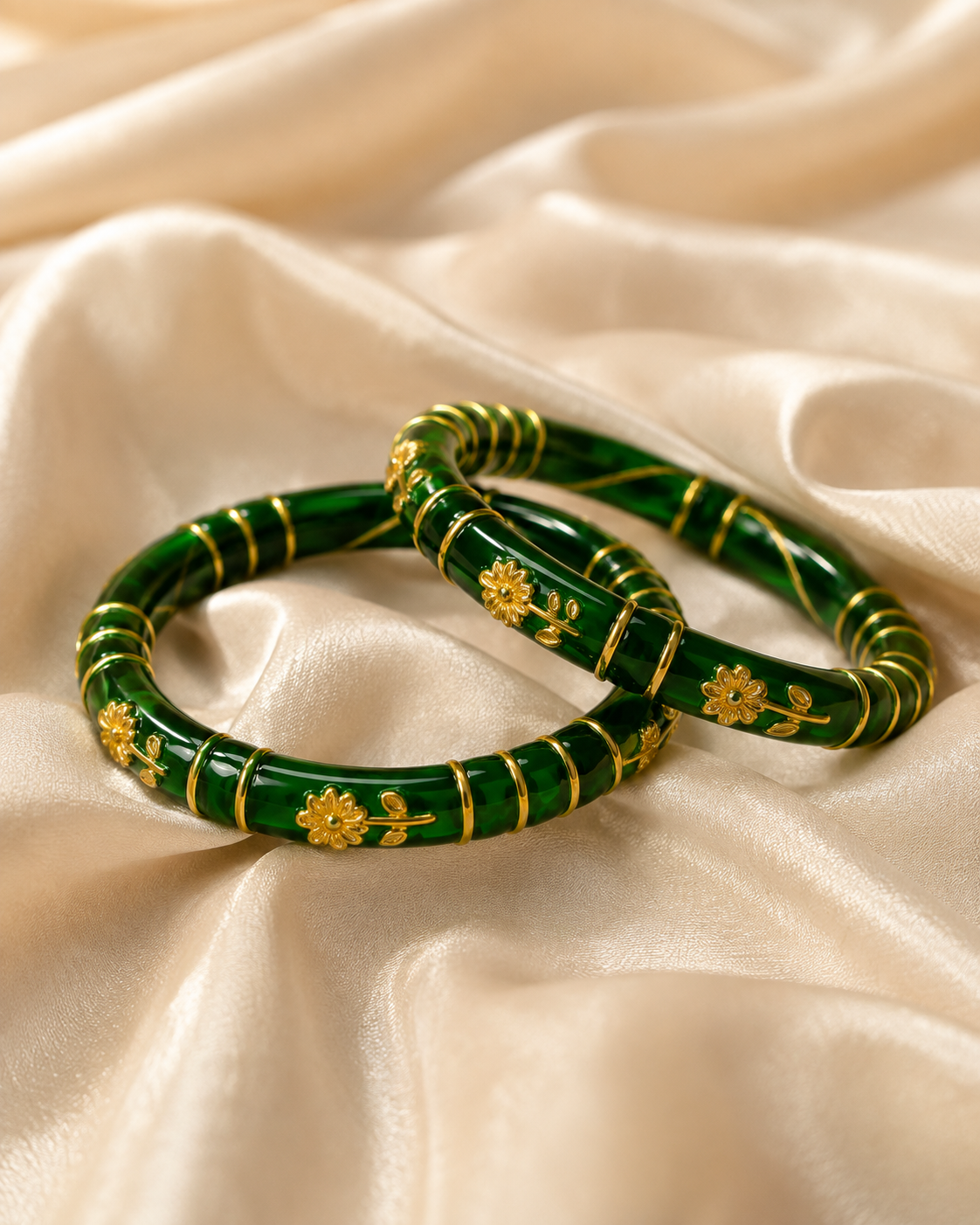 Mehr Emerald Flora Designer Bangles