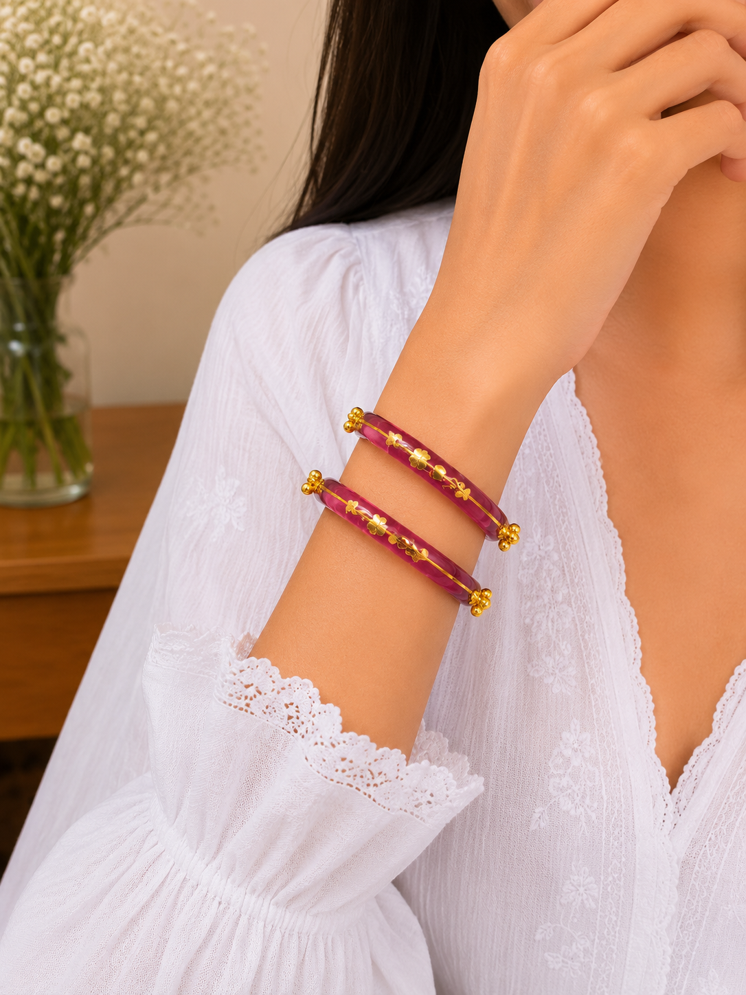 Arnika Wine Bloom Designer Bangles