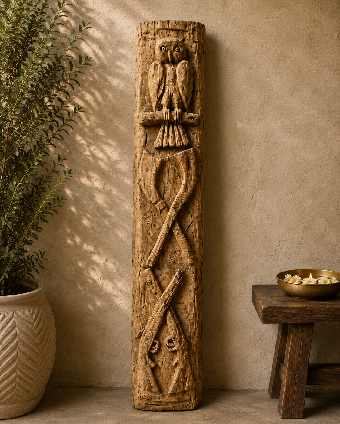 Handcrafted Wooden Tribal Mask naga panel