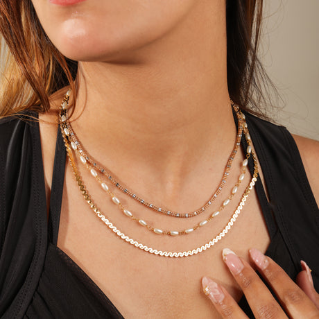 Zainab Two-Tone Beaded Chain Necklace