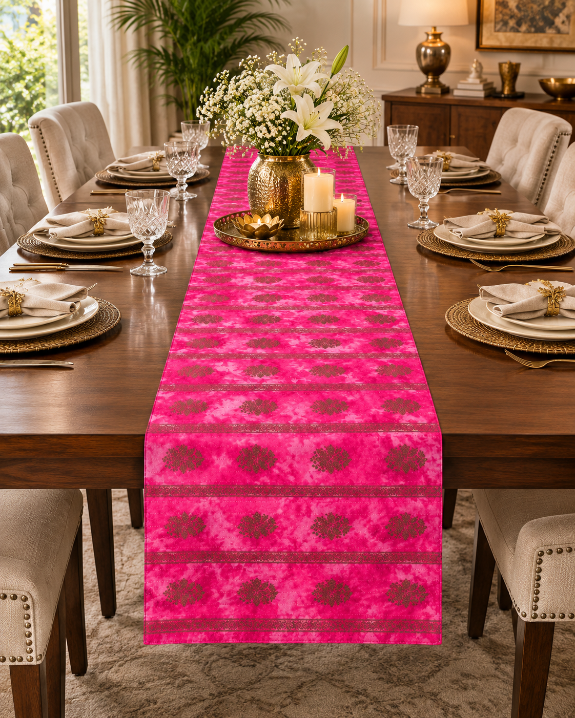 Zari Gul Pink Table Runner
