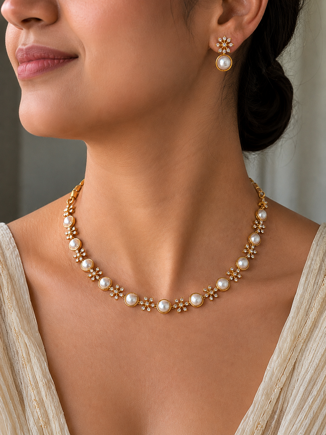 Palash Pearl Bloom Necklace Set