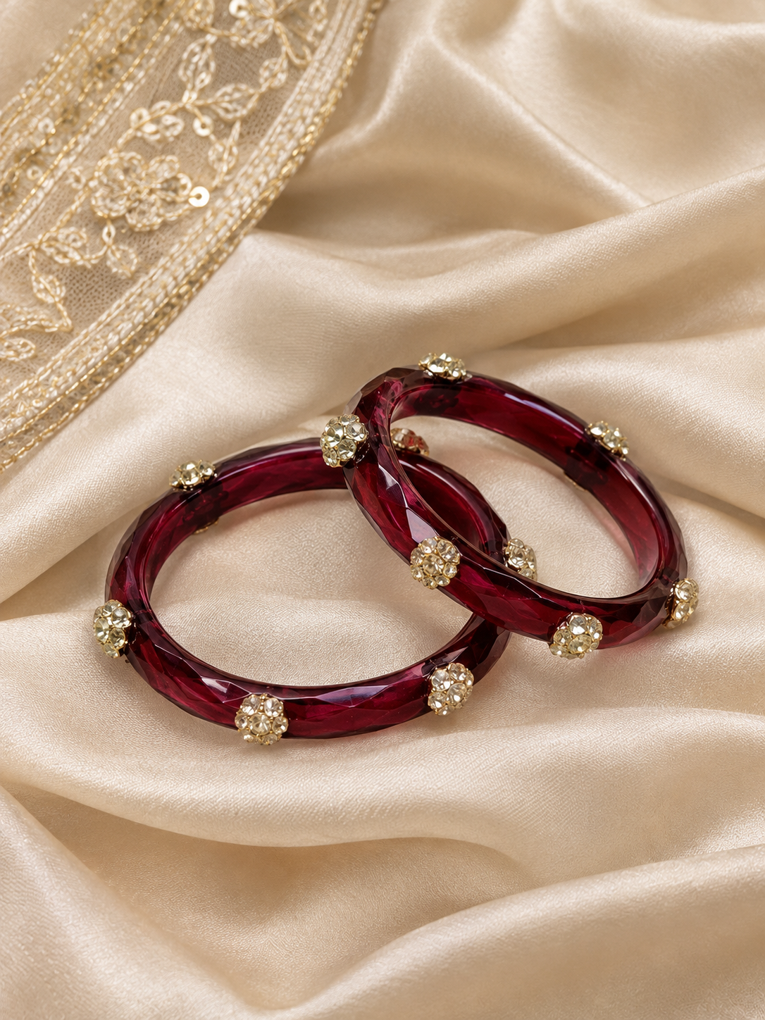 Viyan Wine Radiance Crystal Bangles