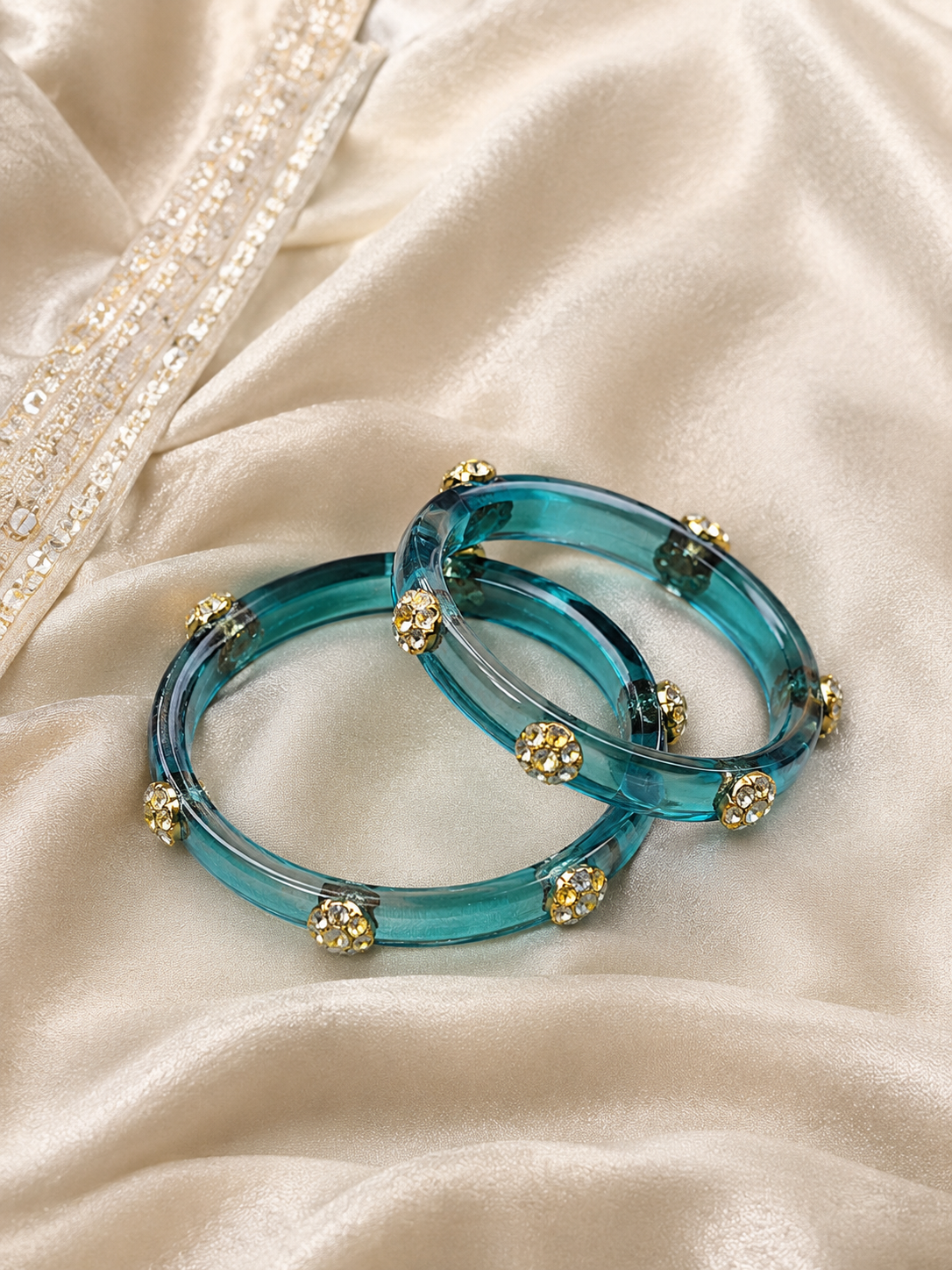 Viyan Turquoise Radiance Crystal Bangles
