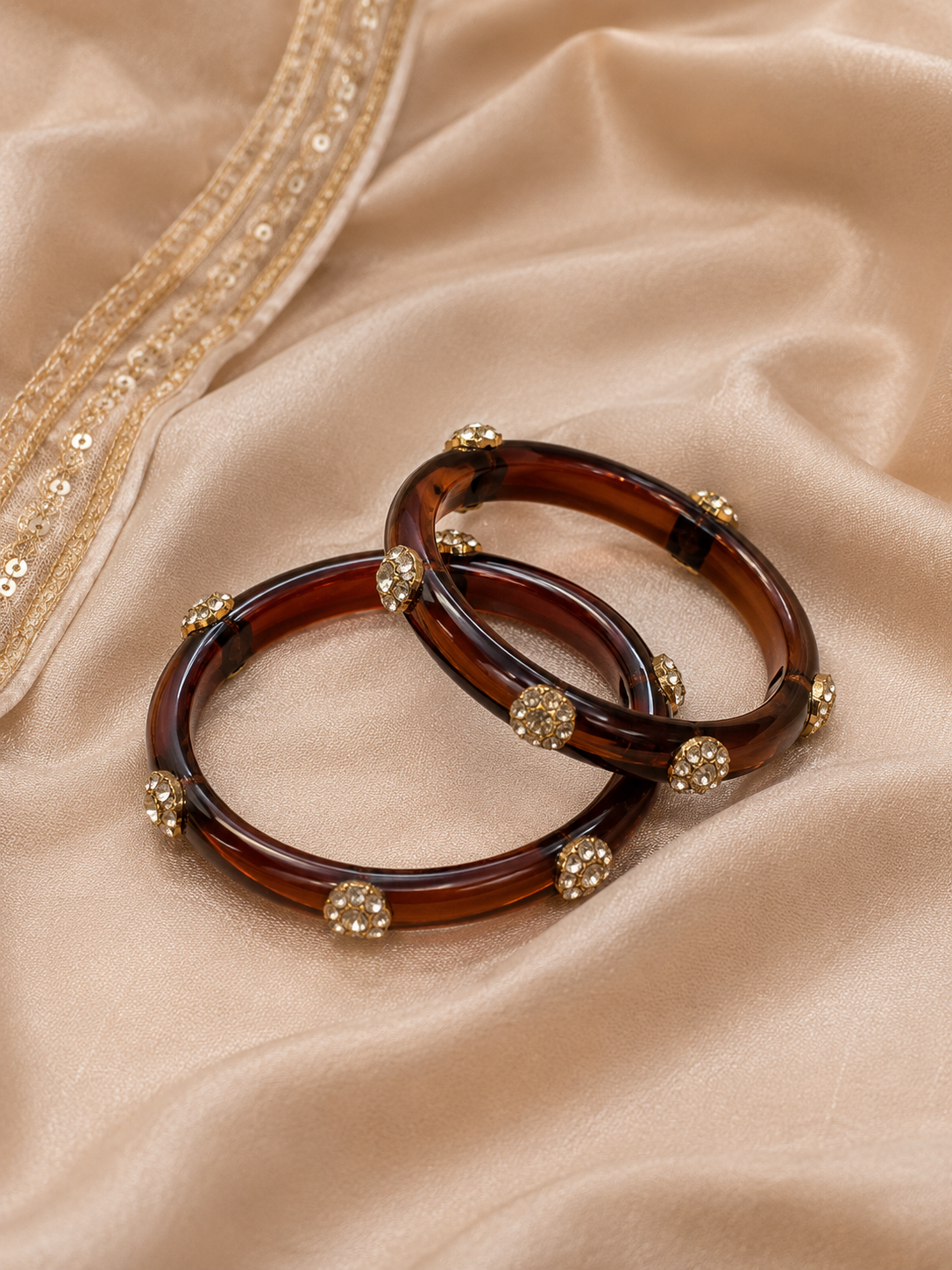 Viyan Brown Radiance Crystal Bangles