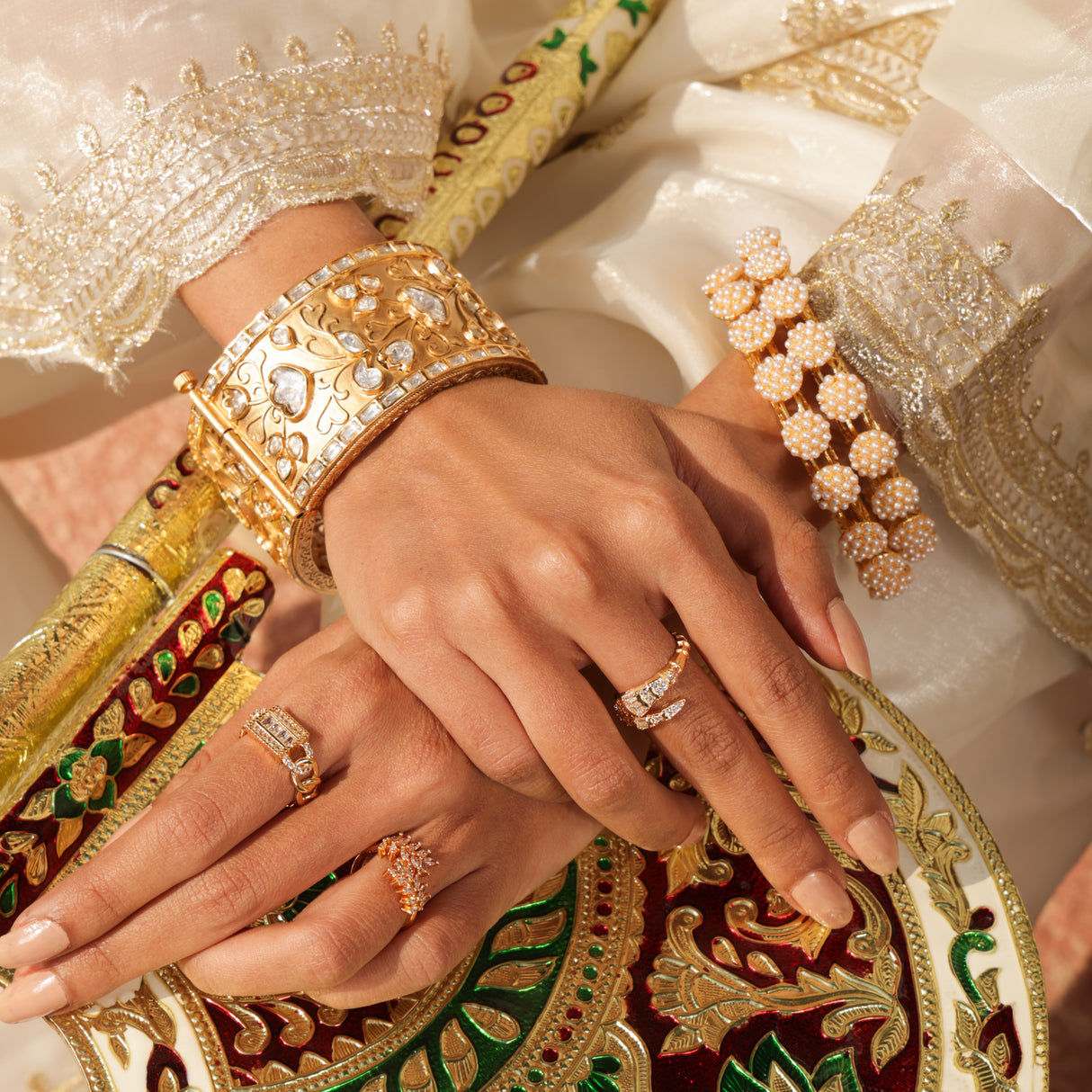 Taru Diamond Bloom Statement Ring – Set of 3pcs