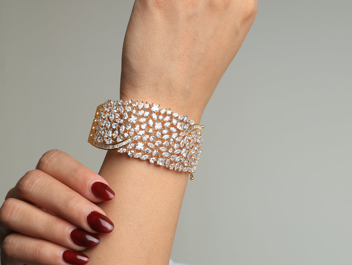 Farnaz Crystal Cascade Cuff Bracelet