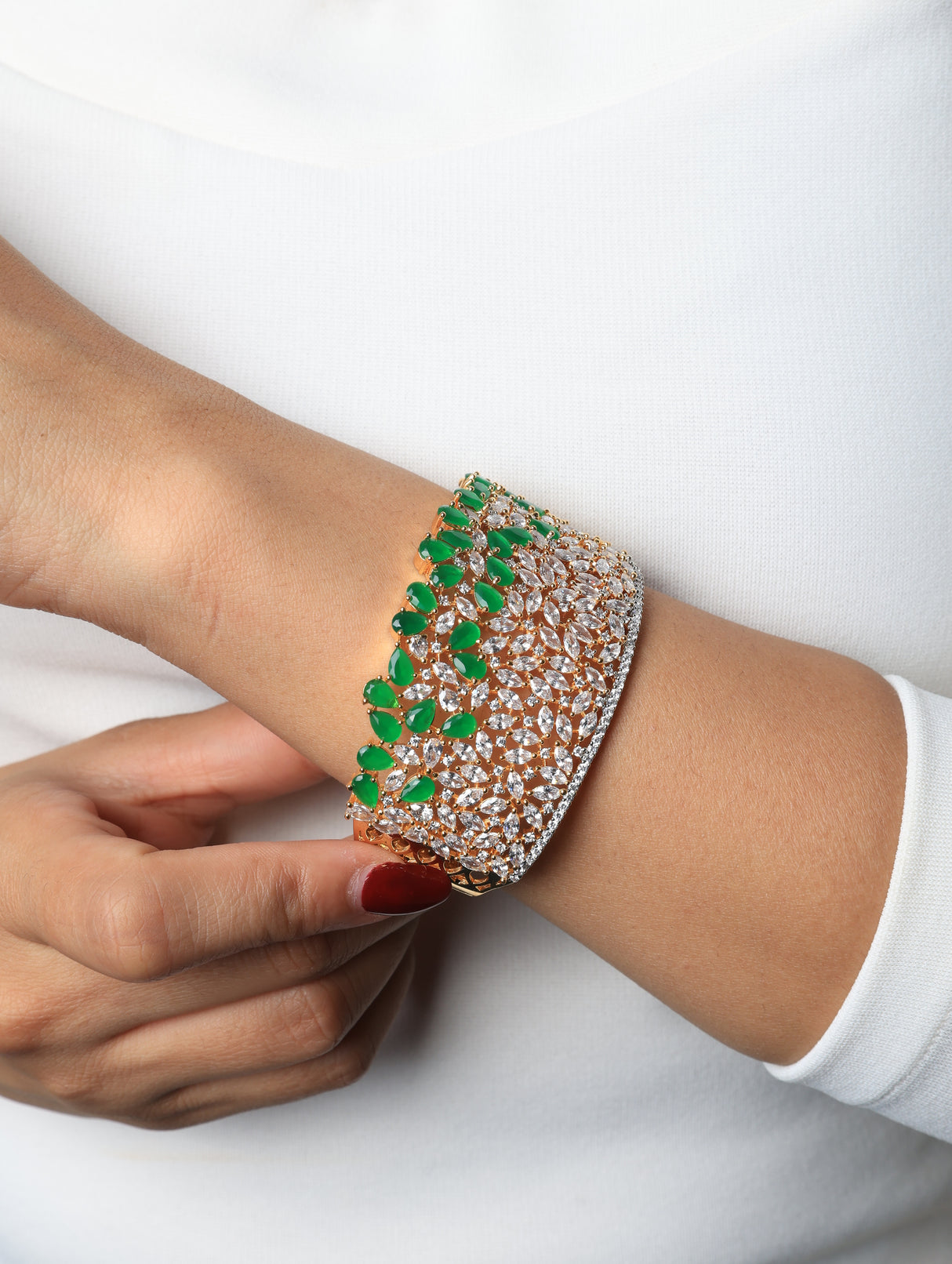 Farin Emerald Crystal Statement Cuff Bracelet