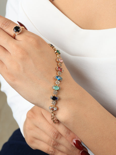 Huma Multicolor Floral Charm Bracelet