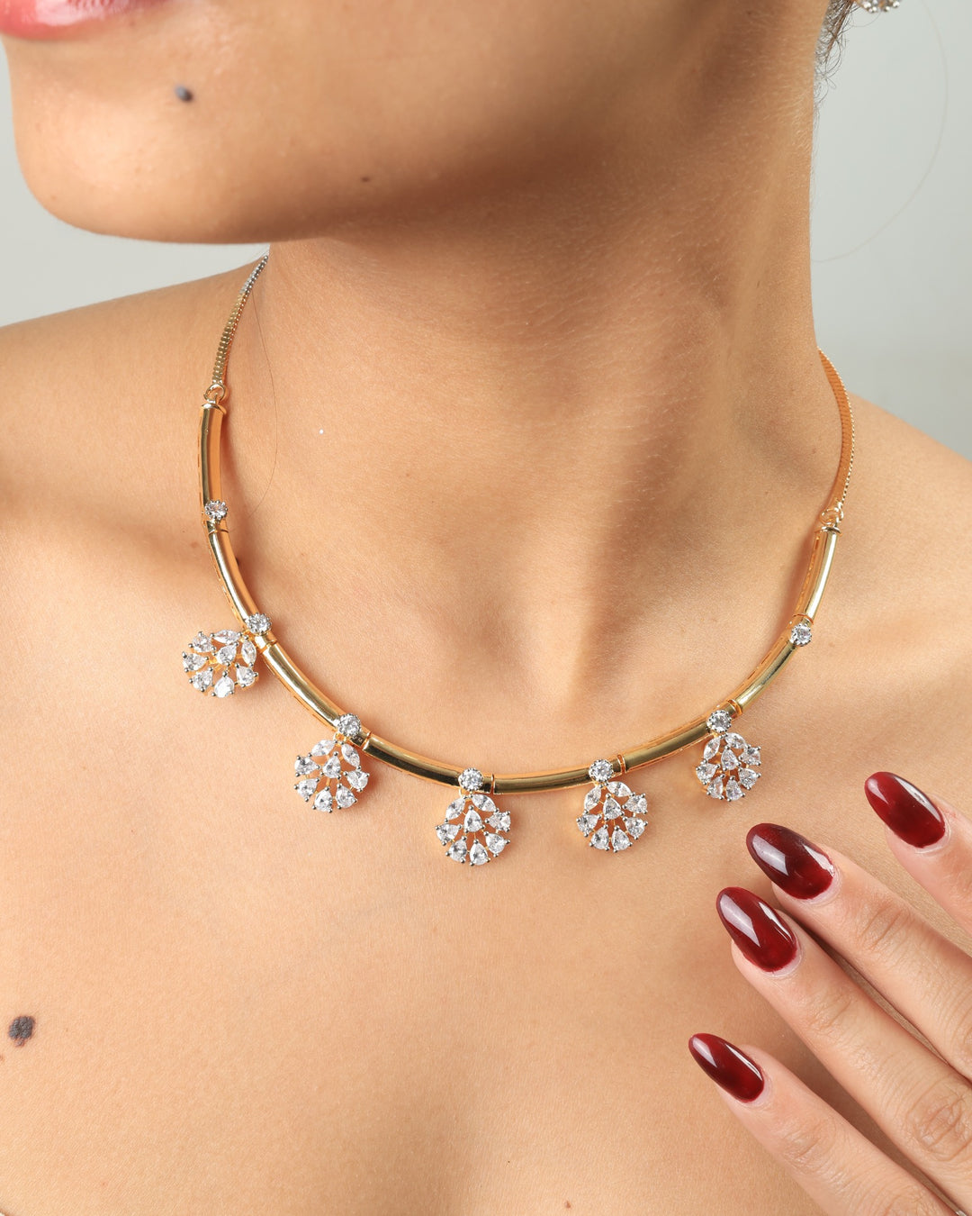 Jaanvi Aurora Crystal Drop Necklace Set